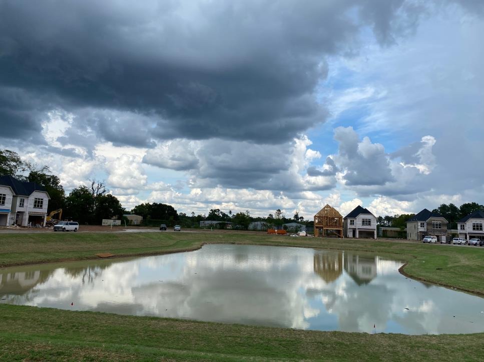 Completed detention pond at Wunderlich